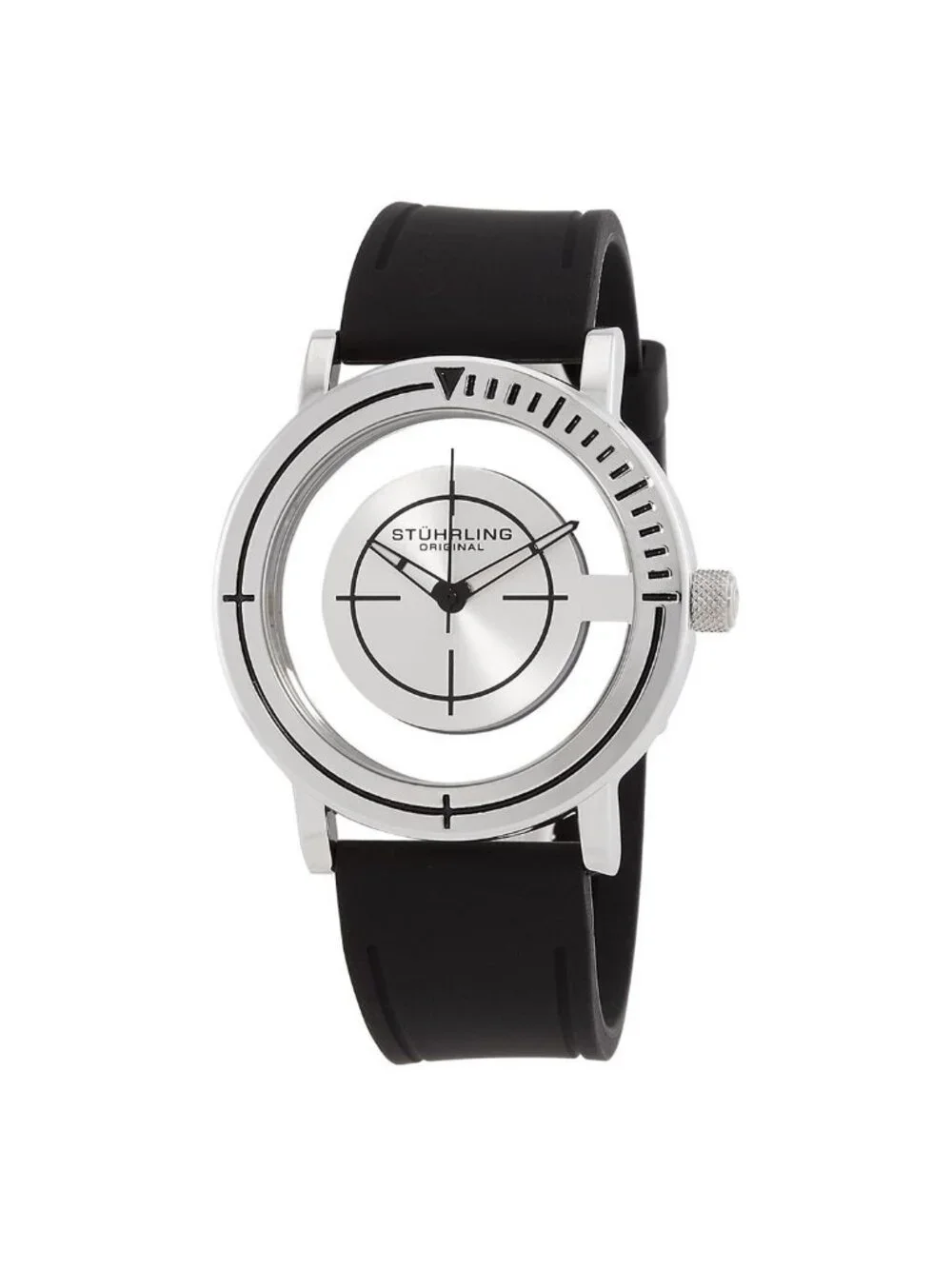 NWT Stuhrling Original Aviator Quartz Silver Dial Men's Watch